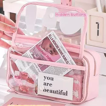 Kawaii пенал прозрачный большой емкости откидная крышка простая коробка для Studnetsканцелярские принадлежности канцелярские товары