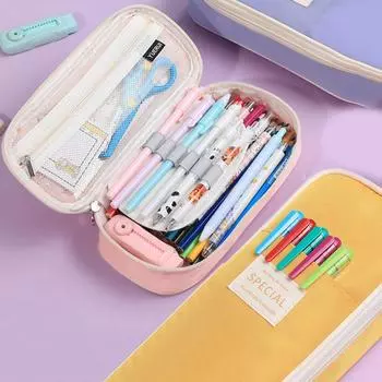 Kawaii пеналы большой емкости, пенал, сумка-держатель для девочек, офисный студенческий органайзер для канцелярских принадлежностей, школьные принадлежности жёлтый