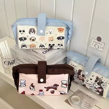 Kawaii пеналы с героями мультфильмов, большая емкость, милый щенок, сумка, школьные принадлежности для девочек, канцелярские принадлежности