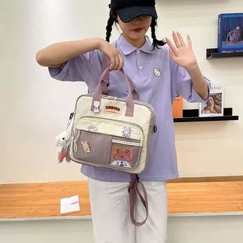 Kawaii плечевой рюкзак японский школьный ранец со значками сумки-мессенджеры жёлтый