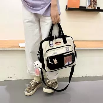 Kawaii плечевой рюкзак японский студенческий школьный ранец с значками сумки-мессенджеры для женщин студентов шоппинг путешествия жёлтый
