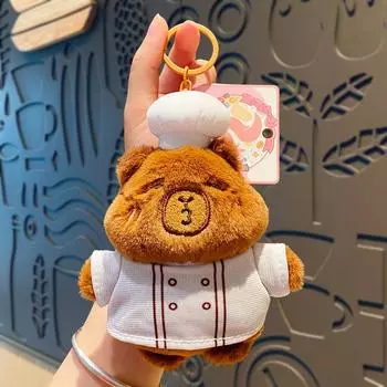 Kawaii плюшевая кукла капибара брелок креативный капибара пожарный шеф-повар полицейский брелок рюкзак украшения аксессуары подарки