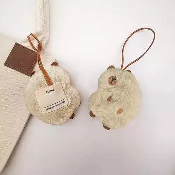 Kawaii плюшевый капибара брелок анти-потеряшка метка имя брелок держатель для ключей для детского сада рюкзак подвеска декор кофейный