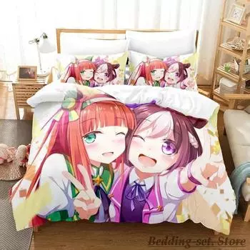 kawaii Pretty Derby Постельное белье Single Twin Full Queen King Size Кровать для взрослых и детей Спальня Пододеяльники 3D Печать Аниме Кровать EU Single 135x200cm