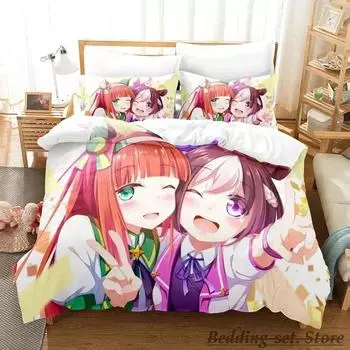 kawaii Pretty Derby Постельное белье Single Twin Full Queen King Size Кровать для взрослых и детей Спальня Пододеяльники 3D Печать Аниме Кровать 70x133cm 2pcs