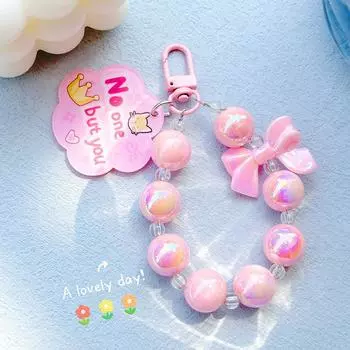 Kawaii прозрачный акриловый бисерный телефон цепочка сердце браслет на запястье брелоки для девочек телефон на запястье женский кошелек брелок синий