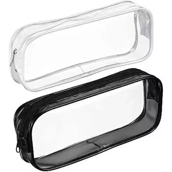 Kawaii прозрачный пенал большой емкости, водонепроницаемая коробка для ручек для девочек, косметичка, канцелярские принадлежности, офисные школьные принадлежности чёрный