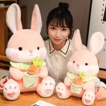 Kawaii пушистый плюшевый кролик-морковь, милый плюшевый плюшевый мишка, белый кролик с морковью в карманной сумке, подарок на день рождения для девочек и мальчиков about 30cm