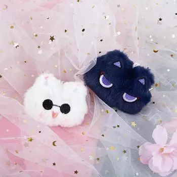 Kawaii Q-версия, аниме, пискливый кот, брелок с шариком, мультяшная плюшевая кукла, подвеска, брелок, милые игрушки, периферийные устройства в стиле аниме, подарки для фанатов белый