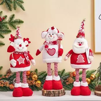 Kawaii растягивающаяся ножка Рождественская кукла Мини Изысканная вязаная рождественская фигурка Мультяшная современная длинноногая кукла Лось Главная