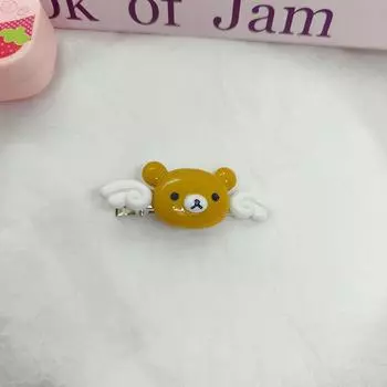 Kawaii Rilakkuma Angel Hair Clip Cartoon Крылатый Медвежонок Челка Боковая Заколка Для Девочек Заколки Для Волос Аксессуары Для Волос Подарок кофейный