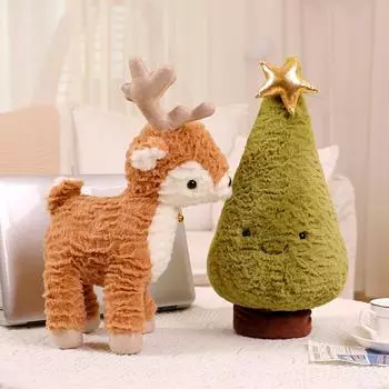 Kawaii Рождественская елка Лось Плюшевая кукла Мягкая игрушка-растение Имитация пятнистого оленя Мультфильм Животное Плюшевые украшения Детская игрушка для взрослых