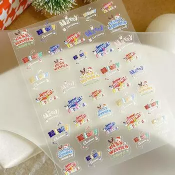 Kawaii Рождественские наклейки для дизайна ногтей Мультяшные наклейки для украшения ногтей Изысканные милые наклейки для маникюра