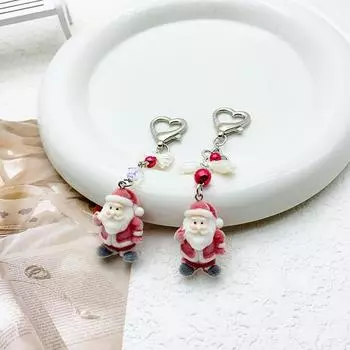 Kawaii Рождественский снеговик Санта-Клаус брелок 3D Флокированный телефон шнурок брелок украшение автомобильный держатель ключей для рождественских подарков
