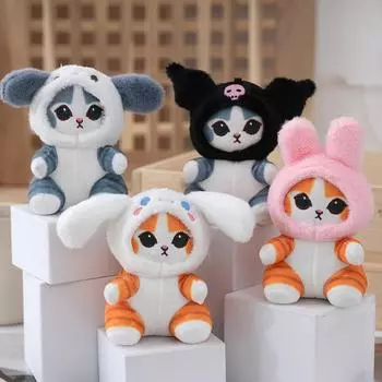 Kawaii Sanrios Crossdressing Cat плюшевая кукла игрушка милый мультфильм брелок рюкзак кулон для детей подарки