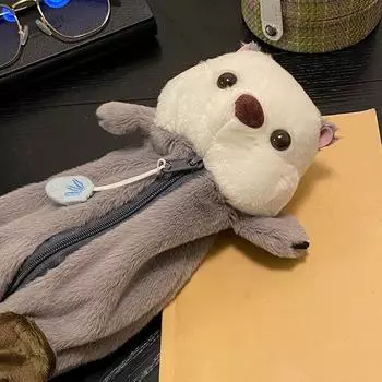 Kawaii Sea Otter пенал плюшевая кукла Sea Otter пенал сумка косметичка мягкая игрушка пушистая сумка для канцелярских принадлежностей