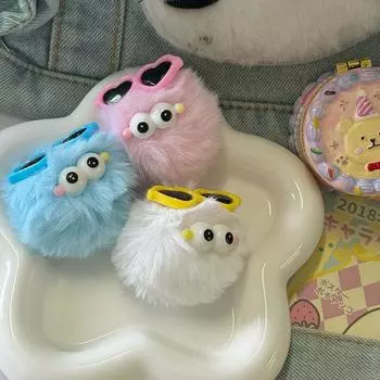 Kawaii солнцезащитные очки шарик для волос брелок креативный мультфильм плюшевая кукла брелок сумка кулон рюкзак подвесное украшение пара подарки синий