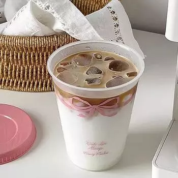 Kawaii стакан для воды с крышкой и соломинкой для кофе, сока, молока, чая, симпатичная пластиковая бутылка для воды, портативная многоразовая бутылка для питья, не содержит BPA