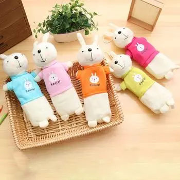 Kawaii Студенческий пенал Мультяшный ящик для хранения канцелярских принадлежностей Модный плюшевый кролик Пенал для девочек