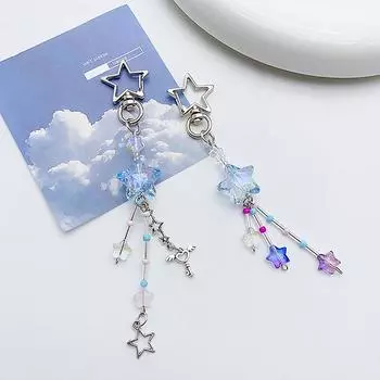 Kawaii Sweet Star Bow Phone Charms Подвеска Милая Бабочка Бисерный Брелок Ручной Работы Для Женщин Девочек Модные Сумки Украшения Подарки A2
