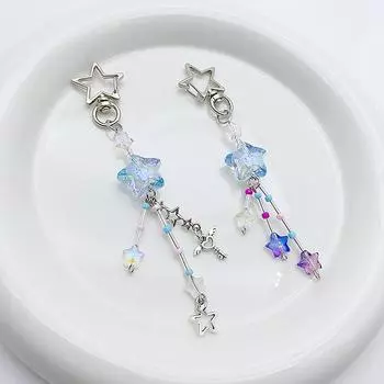 Kawaii Sweet Star Bow Phone Charms Подвеска Милая Бабочка Бисерный Брелок Ручной Работы Для Женщин Девочек Сумка Украшения Подарки