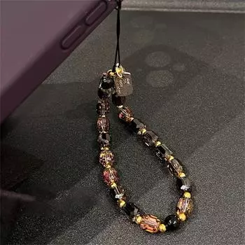 Kawaii телефонный шнурок черный золотой анти-потеря телефонный ремешок милый запястье подвесная веревка подарки чёрный/золотой