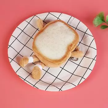 Kawaii тост плюшевый кошелек для монет креативный милый хлеб сумка для монет подвеска мини плюшевый кошелек держатель для карт брелок