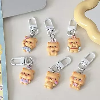 Kawaii Забавный креативный брелок в виде медведя Милый мультяшный автомобильный брелок Подвеска Рюкзак Украшения Аксессуары Детские игрушки Подарки