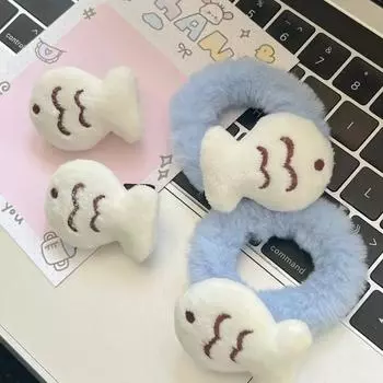 Kawaii заколки для волос с изображением рыбки, мягкая игрушка в виде рыбки, зажимы-крокодилы, повязки на голову, зажимы с когтями, головные уборы в стиле Kawaii для девочек