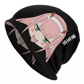 Kawaii Zero Two шляпы с капюшоном, модная вязаная шапка для женщин унисекс, зимние теплые шапки Darling In The Franxx Skullies, шапки One Size