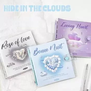 Kawaiii блокнот с простым сердечком и лунным узором, дневник, 6 колец, вкладыш, книга, милые канцелярские принадлежности, альбом для вырезок, журнал, студенческие принадлежности