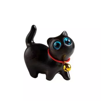 Кавайная кошка настольная фигурка сандаловое дерево скульптура животного радужное украшение для автомобиля дети