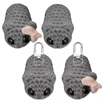 Кавайная кукла-хомяк для девочек, кукла ручной работы с галстуком-бабочкой, брелок для ключей с хомяком, игрушка ручной работы, грустный хомяк, вязаная кукла для детей, подарок B