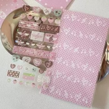 Кавайная наклейка с музыкальной нотой и клубничным глиттером для камеры телефона, наклейка для блокнота, милая наклейка для DIY-декора, подарок для девочек