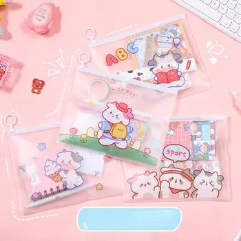 Кавайная сумка-карандаш, мультяшная прозрачная школьная пенал, пенал, школьные принадлежности, канцелярские принадлежности