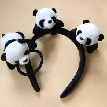 Кавайная заколка для волос с изображением панды, обруч для волос, эластичное кольцо, веревка, женские головные уборы