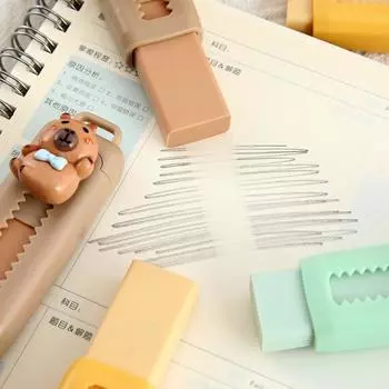 Кавайные эстетические канцелярские принадлежности Офисные принадлежности Милый креативный Capybara Push Pull Eraser Смешной портативный бесследный ластик для протирания 1pcs