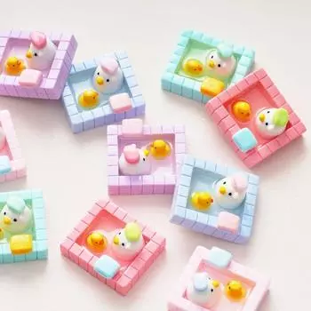 Кавайные фигурки уток для купания, мультяшные утки, замачиваемые в горячих источниках, смоляные миниатюры, украшения для микропейзажа 4x3.5cm розовый