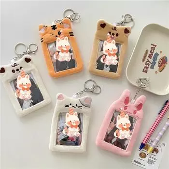 Кавайные фотокарточки с героями мультфильмов, осень-зима, плюшевые милые кролики, Kpop Idol, держатель для фотокарточек, органайзер для карт, студенческие принадлежности 8*13cm
