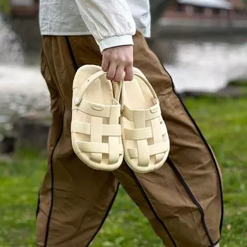 Кавайные летние сандалии мюли обувь для женщин 2024 слайды на пляже милые плоские женские тапочки шикарные и элегантные уникальные B маленький размер 36