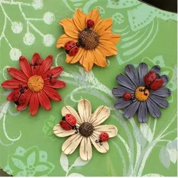 Кавайные магниты на холодильник из смолы, очаровательная хризантема, солнечный цветок, битлз, сообщение, украшение для дома жёлтый