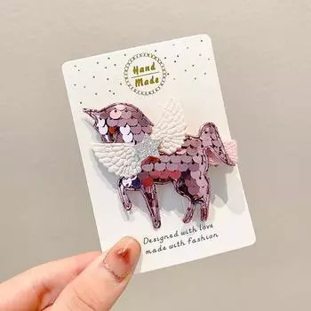 Кавайные мультяшные заколки для волос с единорогами для детей, девочек, малышей, милые заколки для волос, шпильки, аксессуары, заколка, головной убор About 5.5x7 cm