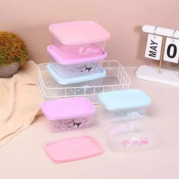 Кавайный бенто-бокс, мультяшный школьный офисный ланч-бокс, фруктовый бенто, пластиковая герметичная коробка для хранения