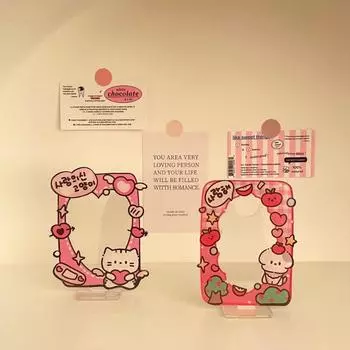 Кавайный держатель для фотокарточек с милым мультяшным щенком, акриловый дисплей, стоящий идол, Kpop, держатель для фотографий для друга семьи, студенческие принадлежности