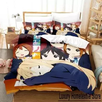 Кавайный К-ОН! Комплект постельного белья односпальный двуспальный двуспальный двуспальный комплект для взрослых и детей комплект постельного белья с рисунком аниме 3D 70x133cm 2pcs