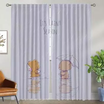 Кавайный медведь элегантные шторы для комнаты гостиная украшение на Хэллоуин затемняющие шторы для домашнего интерьера шторы 2 шт. оттенки W50xH70cmx2pcs-CL