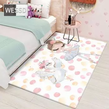 Кавайный мультяшный ковер для балетной девочки для детской комнаты и мягкий коврик для спальни в скандинавском стиле для маленькой девочки 40x60cm 1pcs