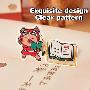 Кавайный новогодний капибара металлическая закладка изысканный высококачественный держатель для страниц книги кисточка подвеска закладка портативный мультяшный зажим для книги A1
