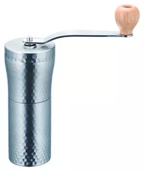 Kawasaki Synthetic Resin Coffee Mill Silver Bean Capacity 30g Ceramic Stainless Steel Coffee Mill Hammered Hand-ground MI-011