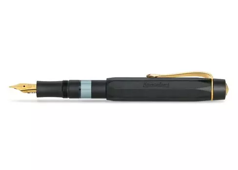 Перьевая ручка Kaweco F Fine Al Sport 11000326 с вращающимся стержнем и всасывающим механизмом, обычная импортная продукция, цвет черный/золотой